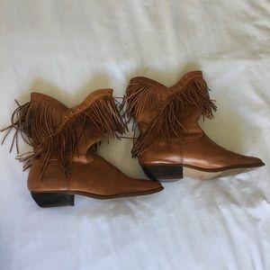CLICKS, leather fridge hippie boho booties